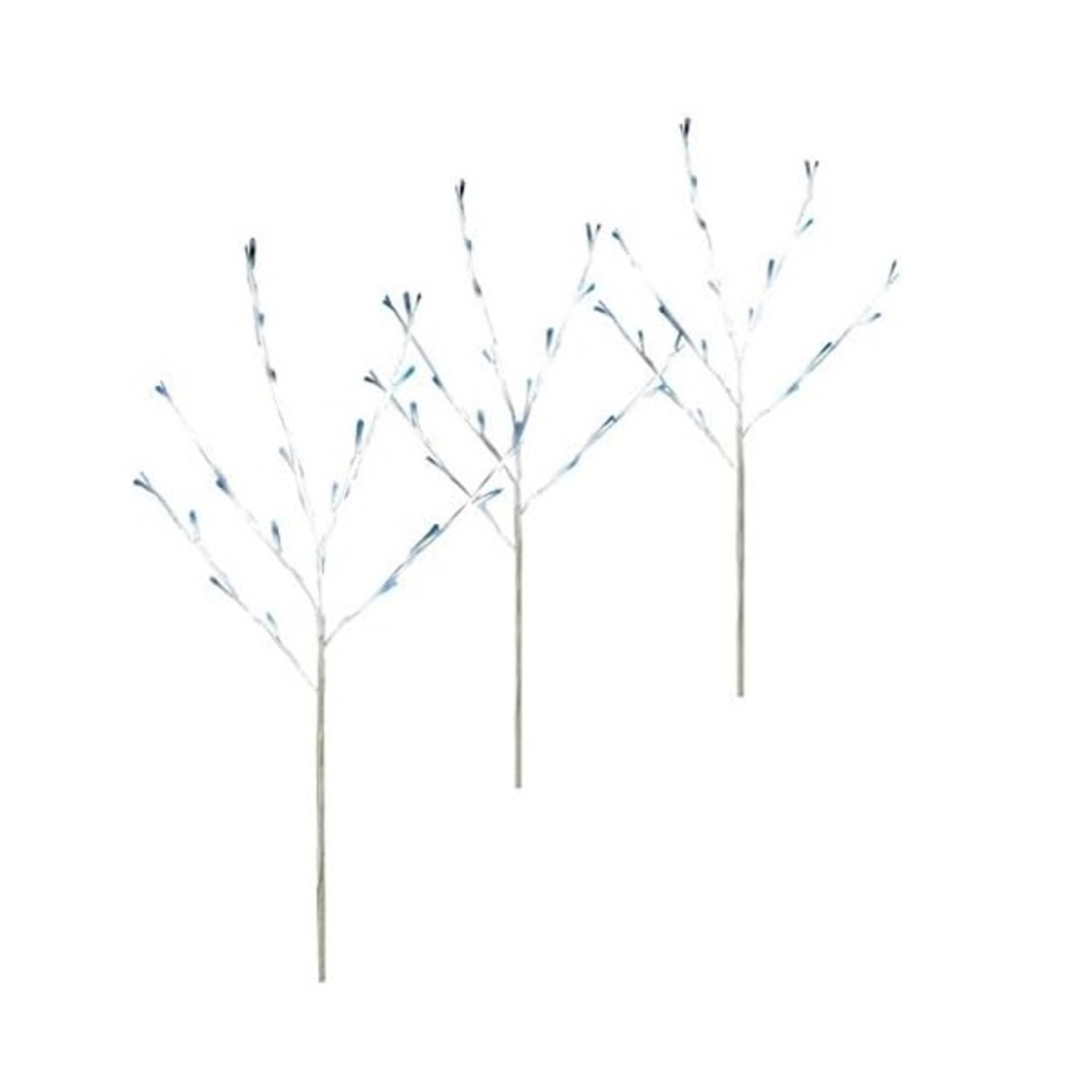 Brite Star Set of 3 Pre-Lit White Christmas Twig Tree Path Markers 30" - Twinkling Blue LED Mini Lights